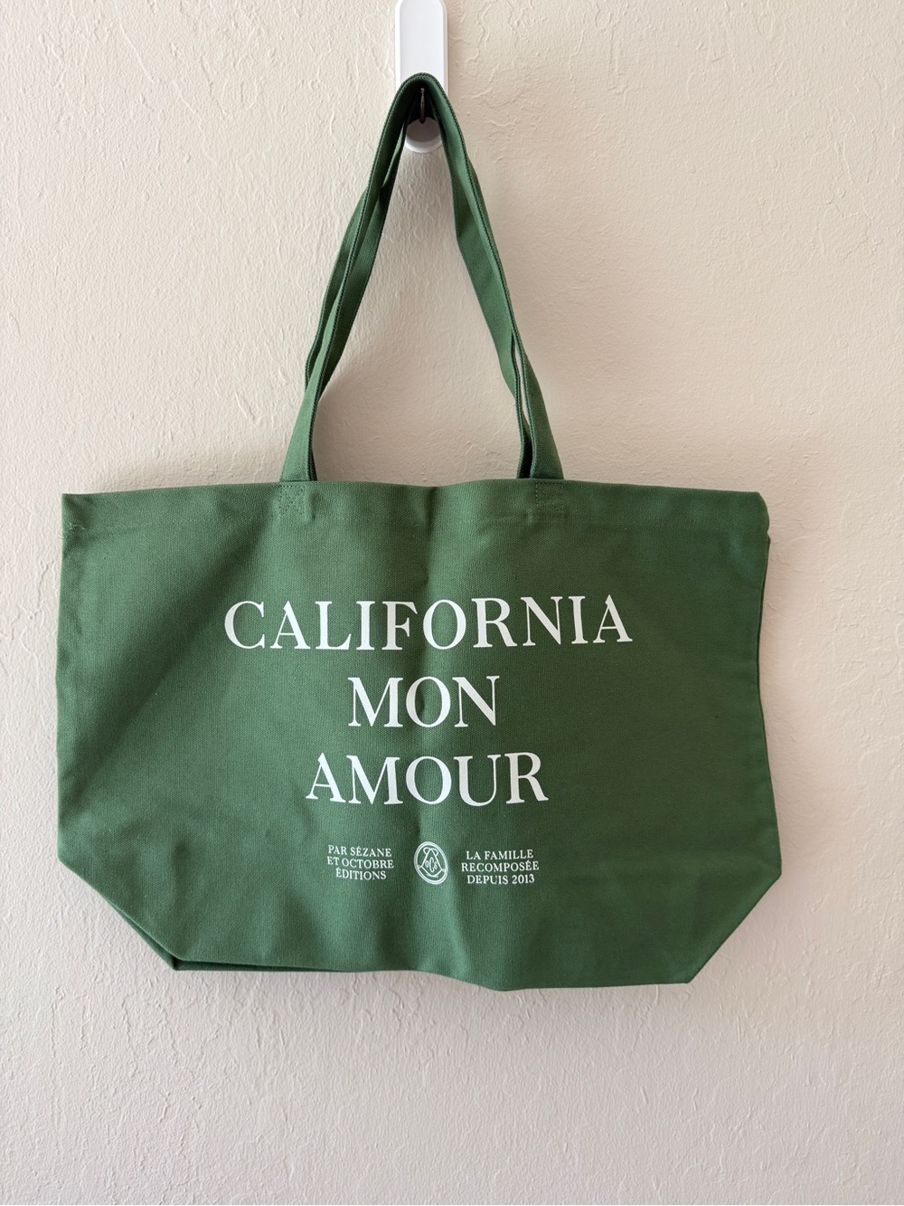 Sezane Green 'California Mon Amour' Canvas Tote Bag